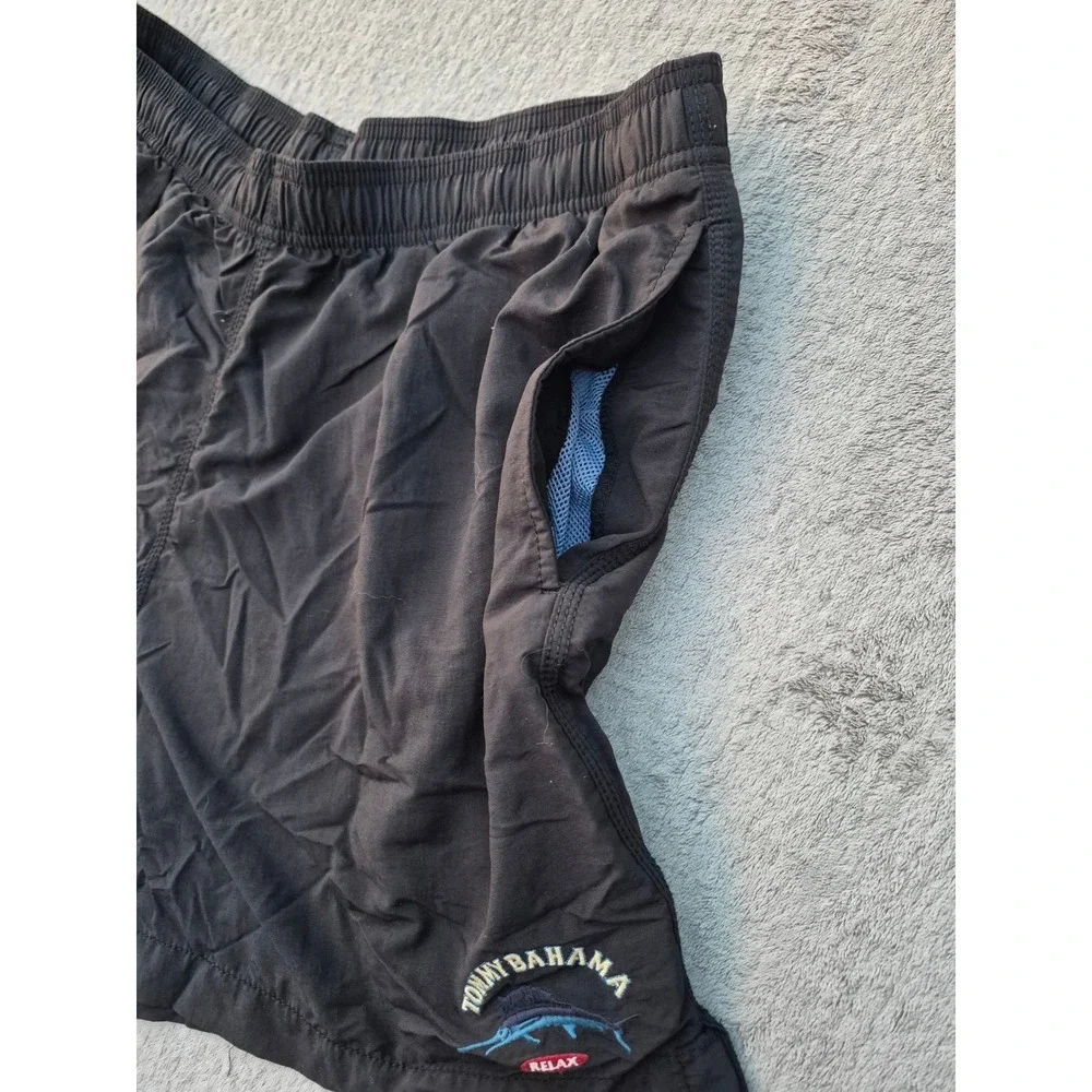 Tommy Bahama Relax Mens Black Swim Trunks Board Shorts Mesh Liner L 5in Inseam